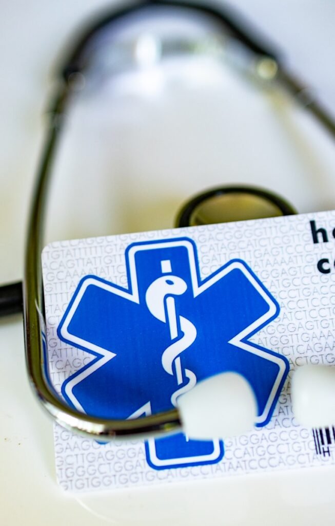 A card with a medical symbol on it
